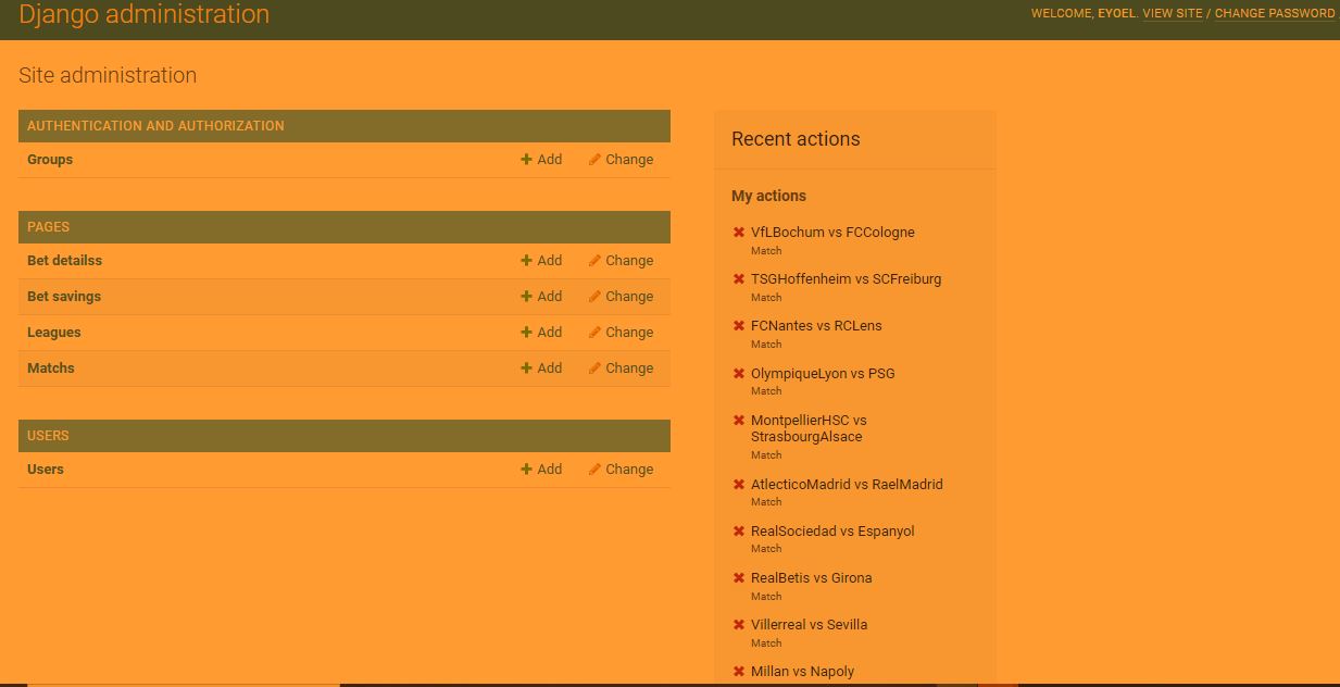 Admin dashboard